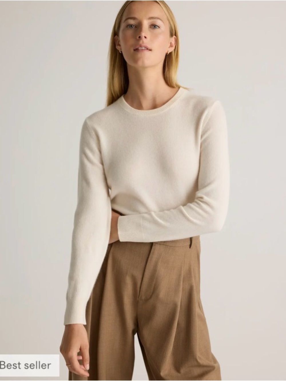 Quince Mongolian Cashmere Crewneck sweater in Ivory size XL